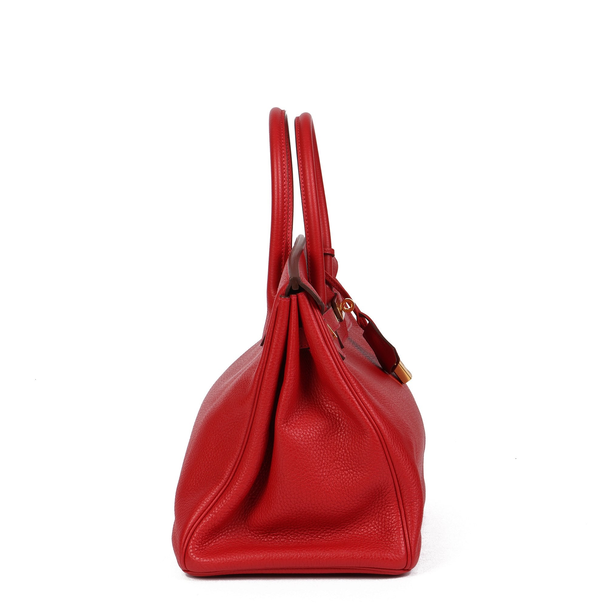 Hermes Vermillion Clemence Leather Birkin 35cm Retourne Tote