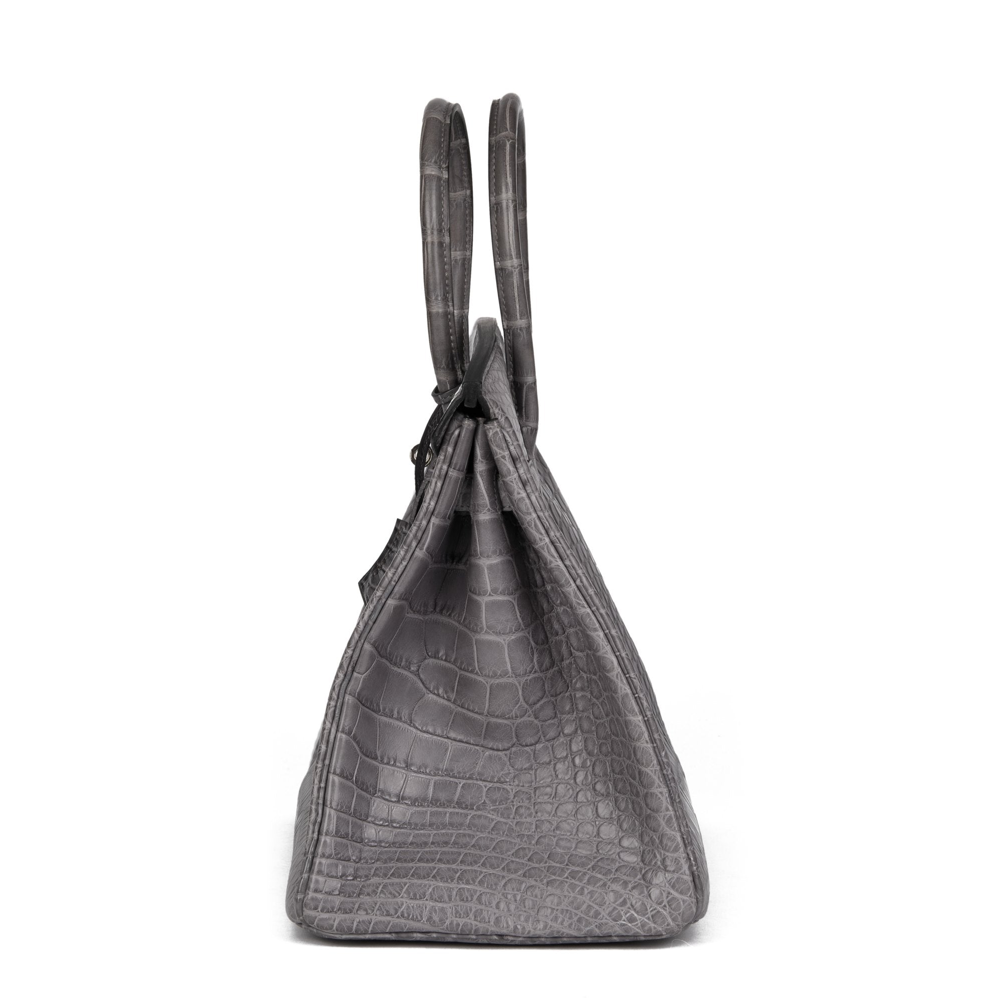 Hermes Gris Paris Matte Alligator Leather Birkin 35cm Retourne Tote