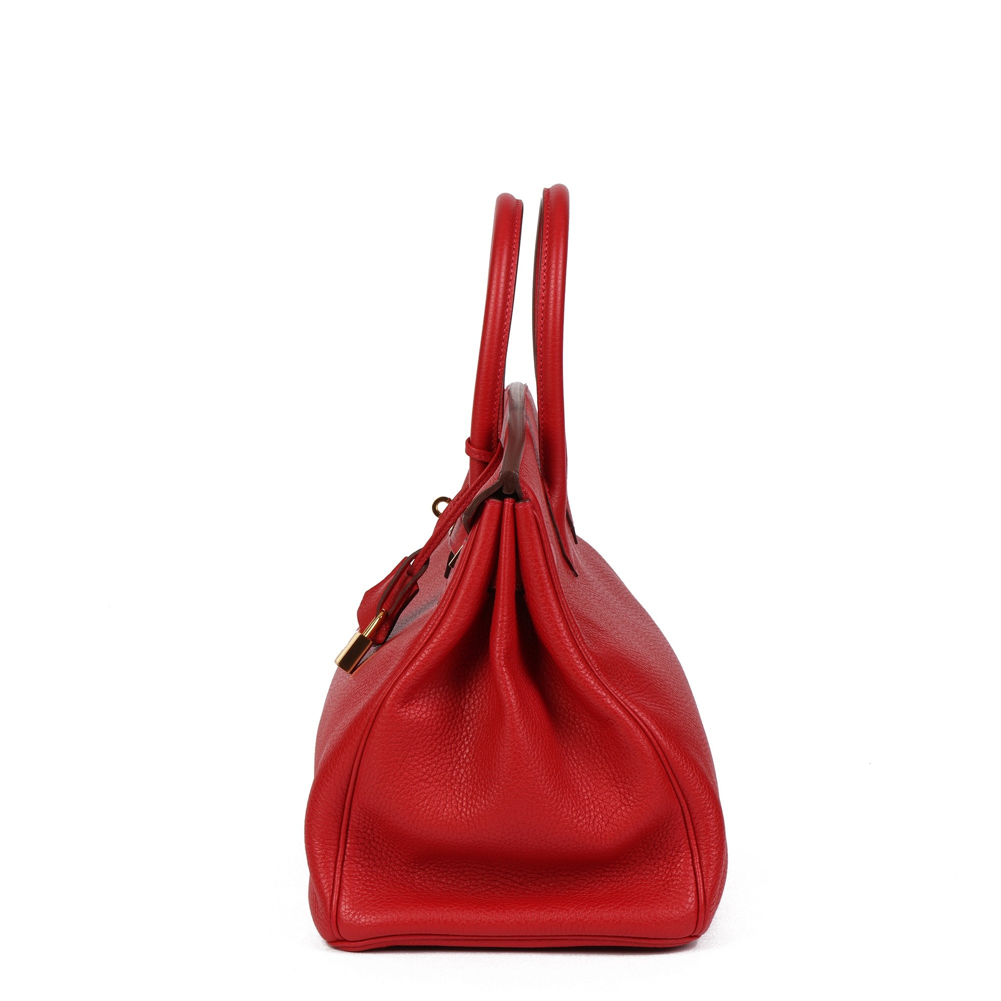 Hermes Vermillion Clemence Leather Birkin 35cm Retourne Tote