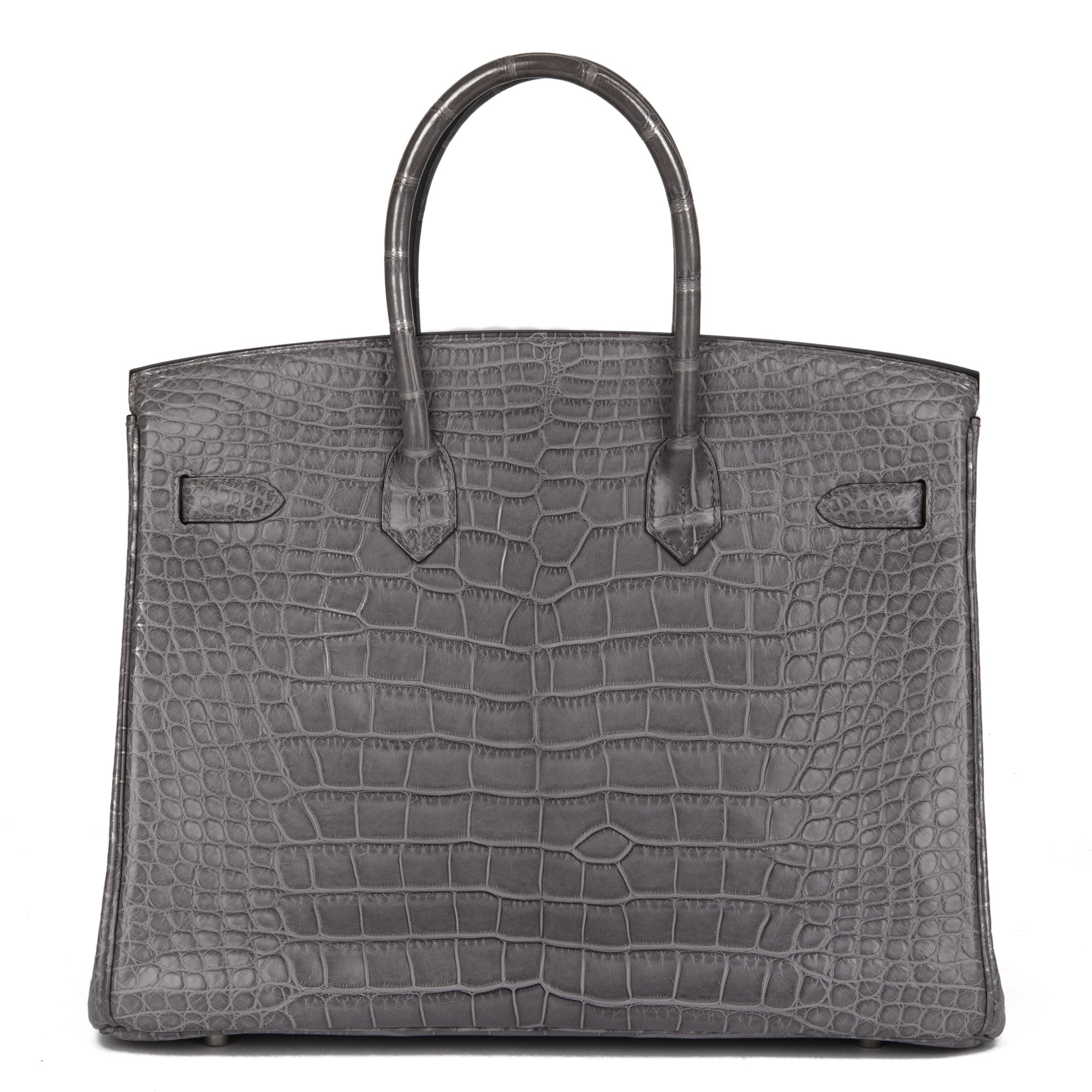 Hermes Gris Paris Matte Alligator Leather Birkin 35cm Retourne Tote