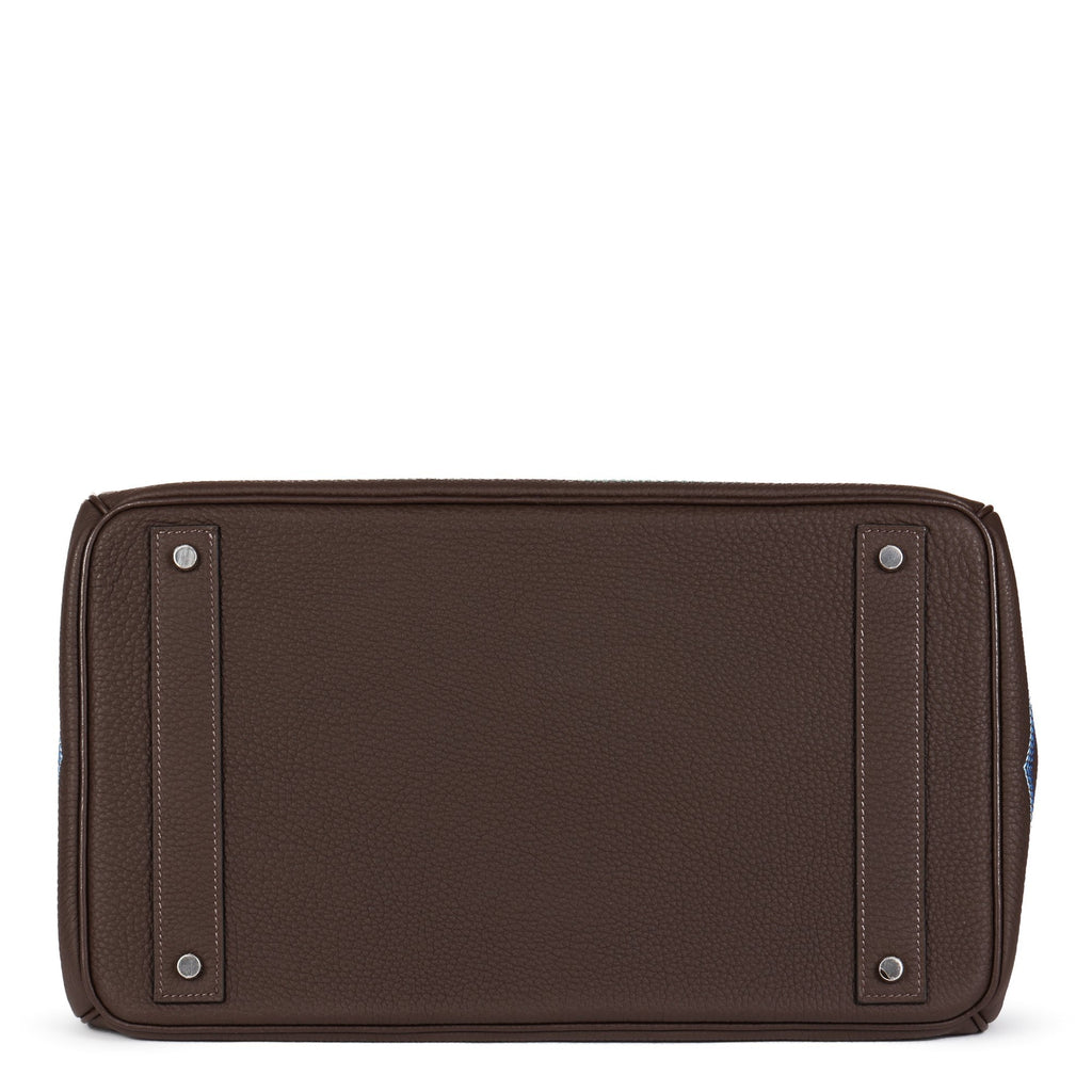 Hermes Ebene Embroidered Togo Leather Western Birkin 40cm HAC Tote