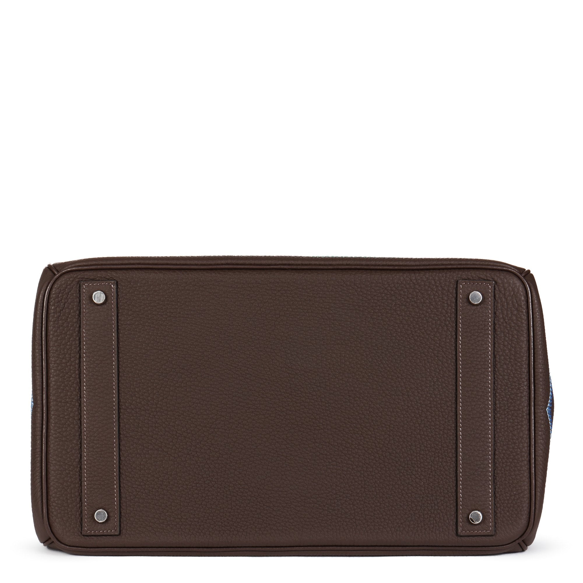 Hermes Ebene Embroidered Togo Leather Western Birkin 40cm HAC Tote