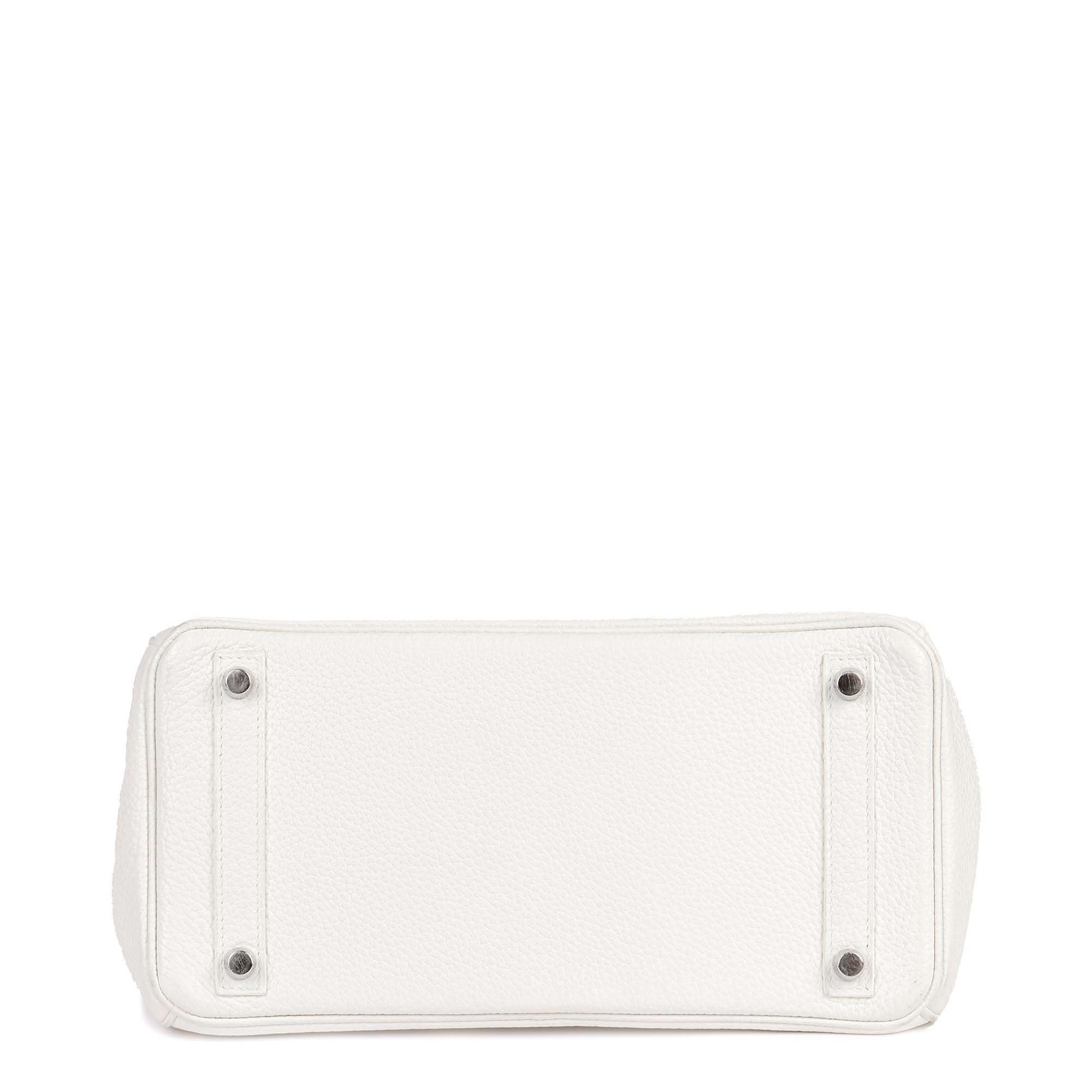 Hermes White Clemence Leather Birkin 30cm Retourne Tote