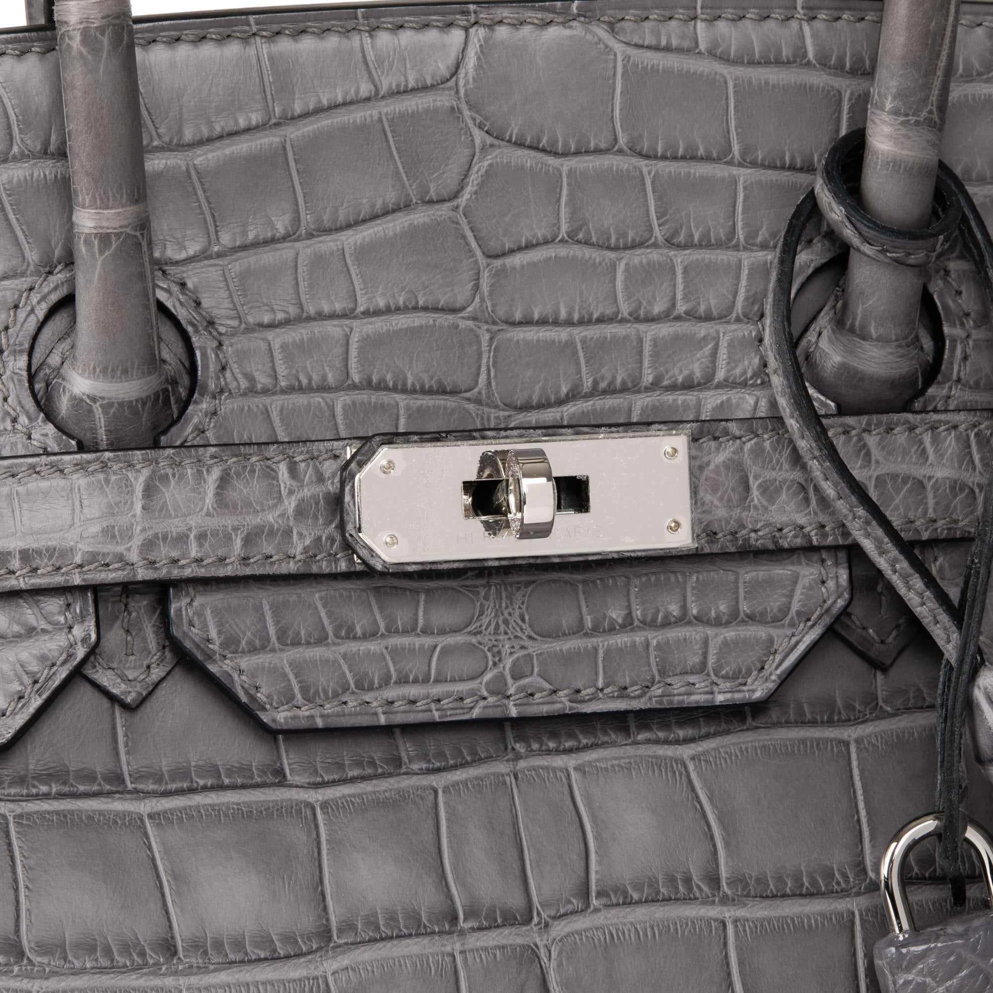 Hermes Gris Paris Matte Alligator Leather Birkin 35cm Retourne Tote