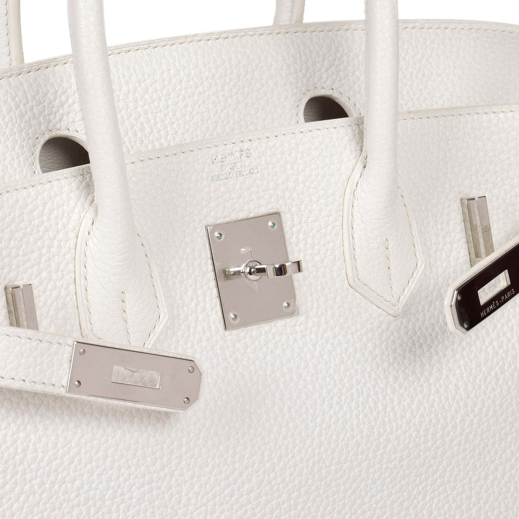 Hermes White Clemence Leather Birkin 30cm Retourne Tote