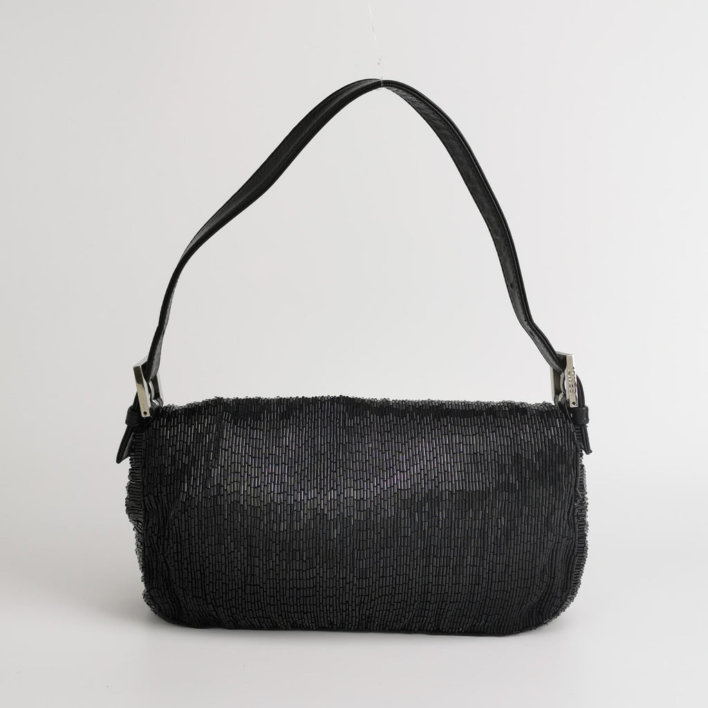 Fendi Baguette Black Glittering Waterfall Beads Shoulder Bag