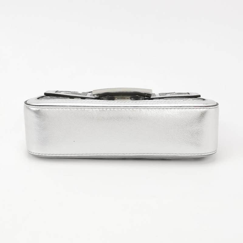 Fendi Baguette Mini Fendi x Nicki Minaj Silver PVC and Leather with Glitter Sequins Crossbody Bag