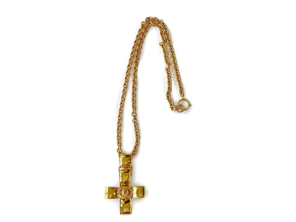 Chanel 94P Vintage Cross Ribbon Long Necklace