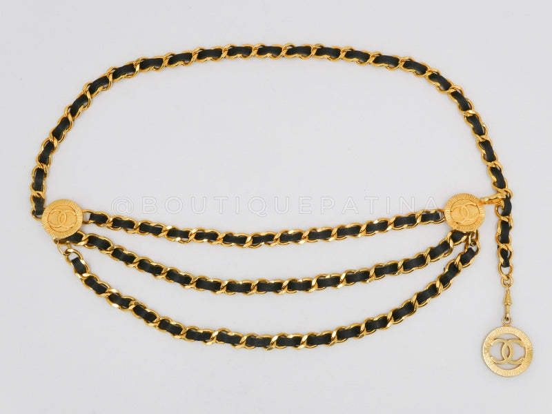 Chanel 1984 Vintage Woven Triple Chain Belt Necklace A11