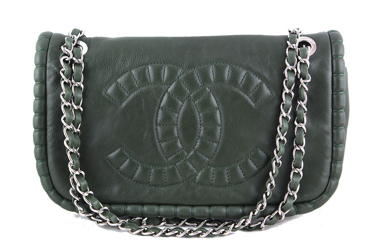Chanel Forest Green Flap, On the Bund Logo Bag