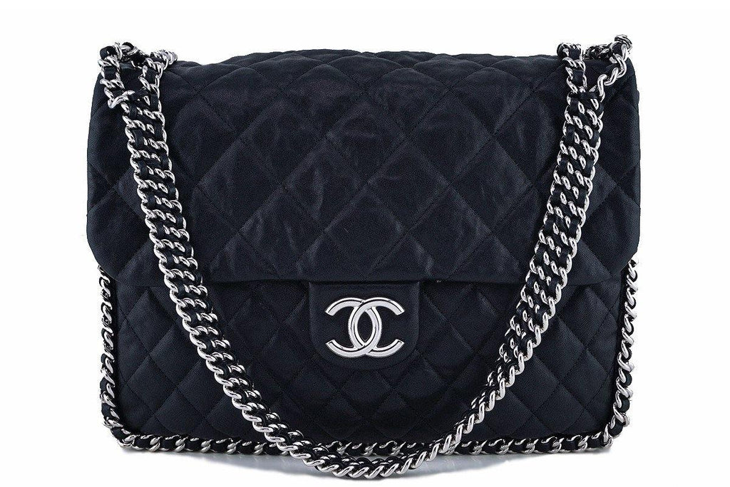 Chanel Black Chain Around Maxi Luxe Flap Bag