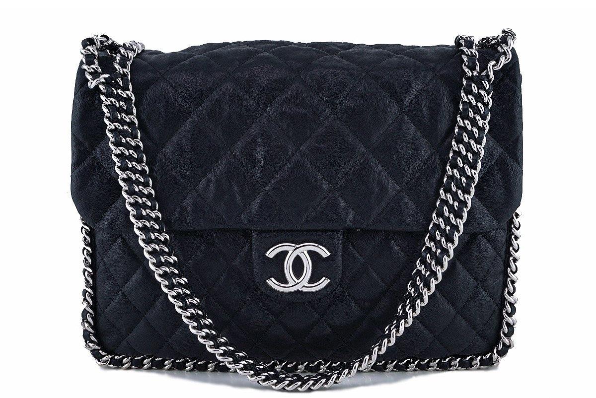 Chanel Black Chain Around Maxi Luxe Flap Bag
