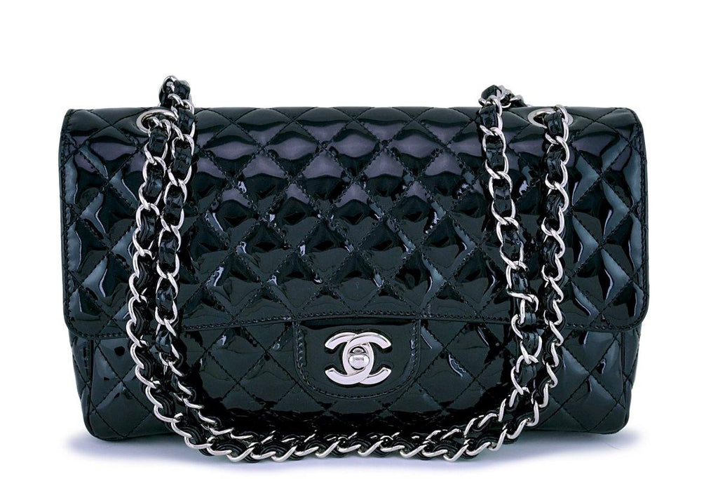 Chanel Black Patent Classic 2.55 Medium Flap Bag SHW