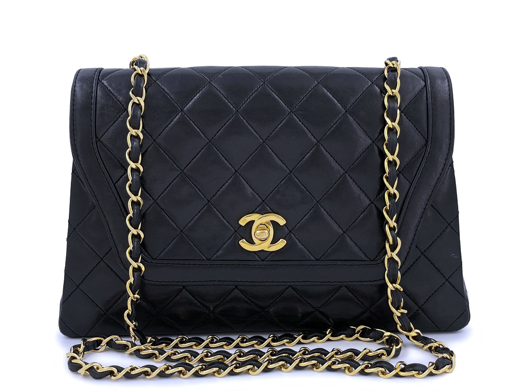 Chanel Vintage Black Medium Trapezoid Quilted Flap Bag 24k GHW