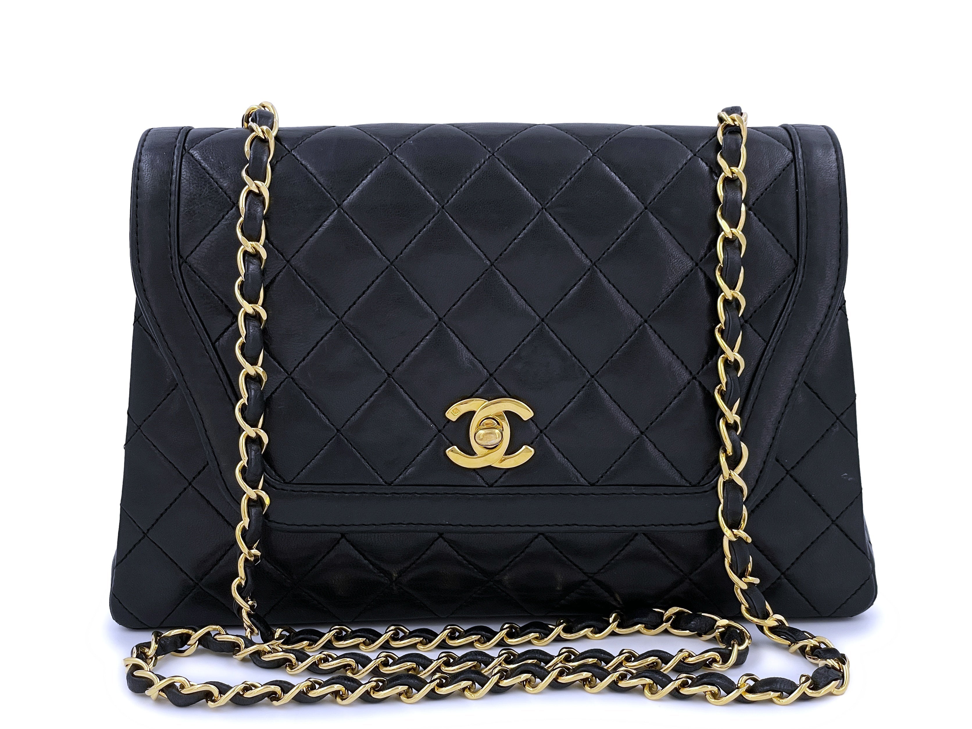 Chanel Vintage Black Medium Trapezoid Quilted Flap Bag 24k GHW