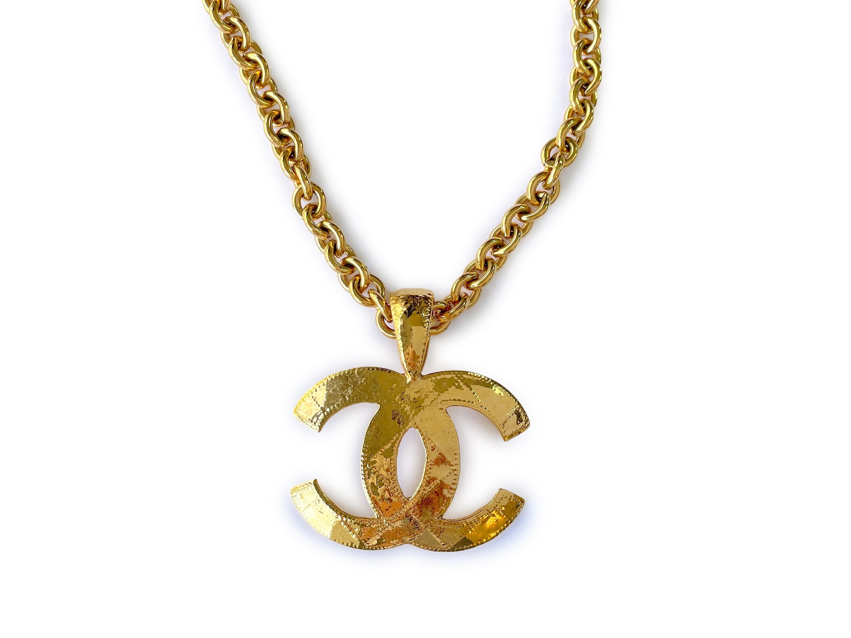 Chanel 94P Vintage Long Quilted CC Statement Necklace