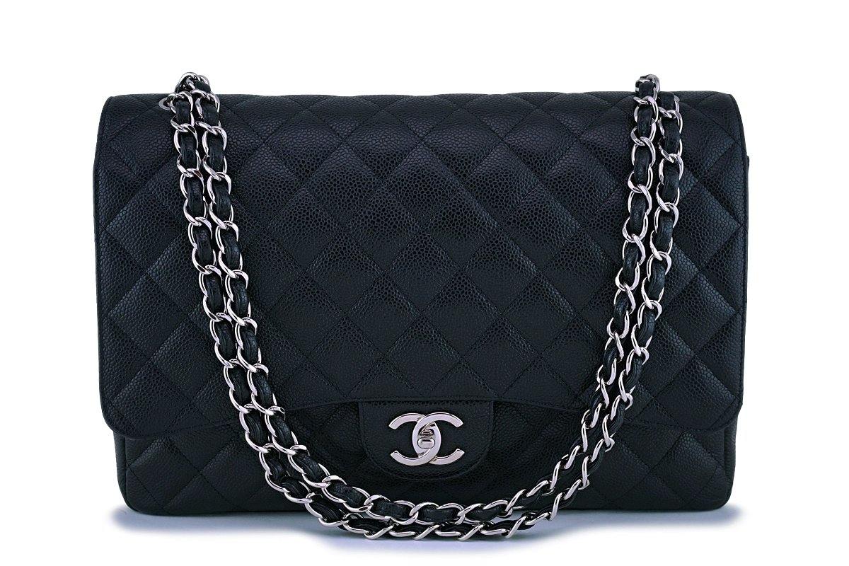 Chanel Black Caviar Maxi "Jumbo XL" Classic Double Flap Bag SHW