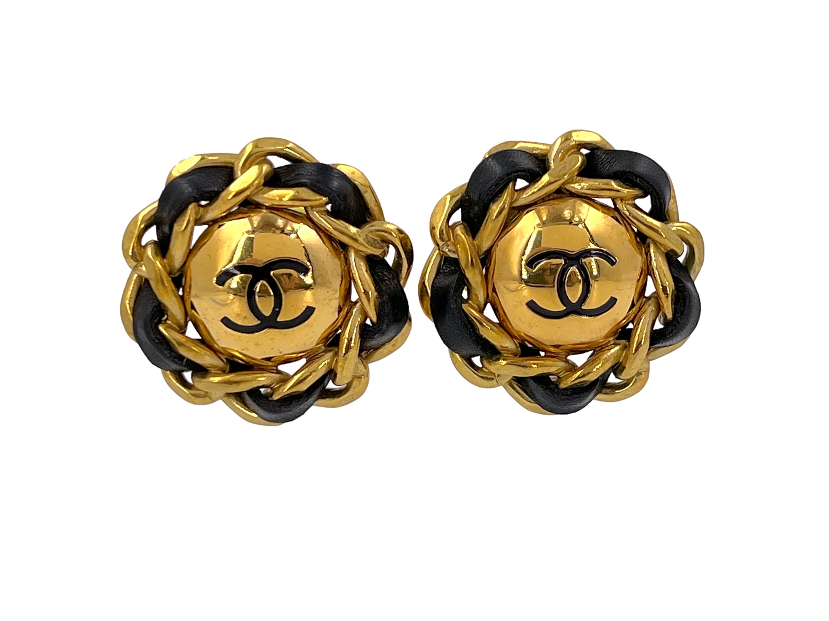 Chanel Vintage Collection 28 Large Giant Woven Stud Earrings