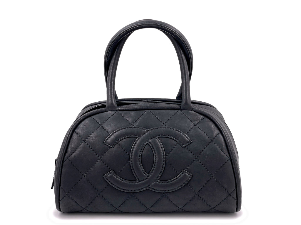 Rare Chanel Vintage Curved Black Timeless Bowler Bag