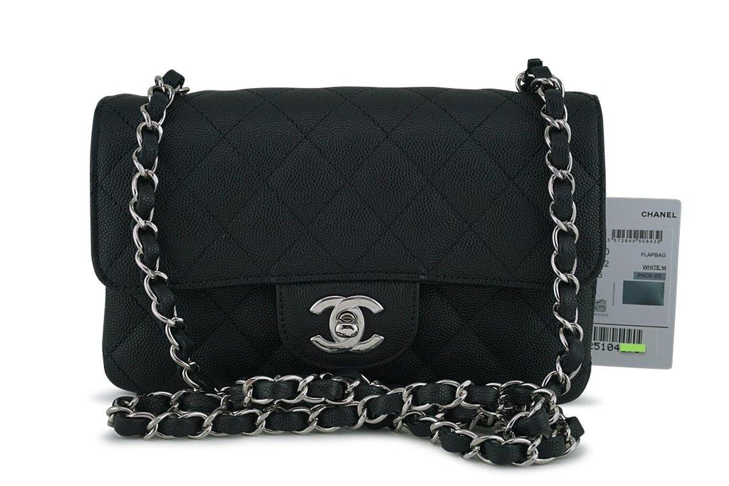 NWT 18C Chanel Black Classic Quilted Rectangular Mini 2.55 Flap Bag SHW