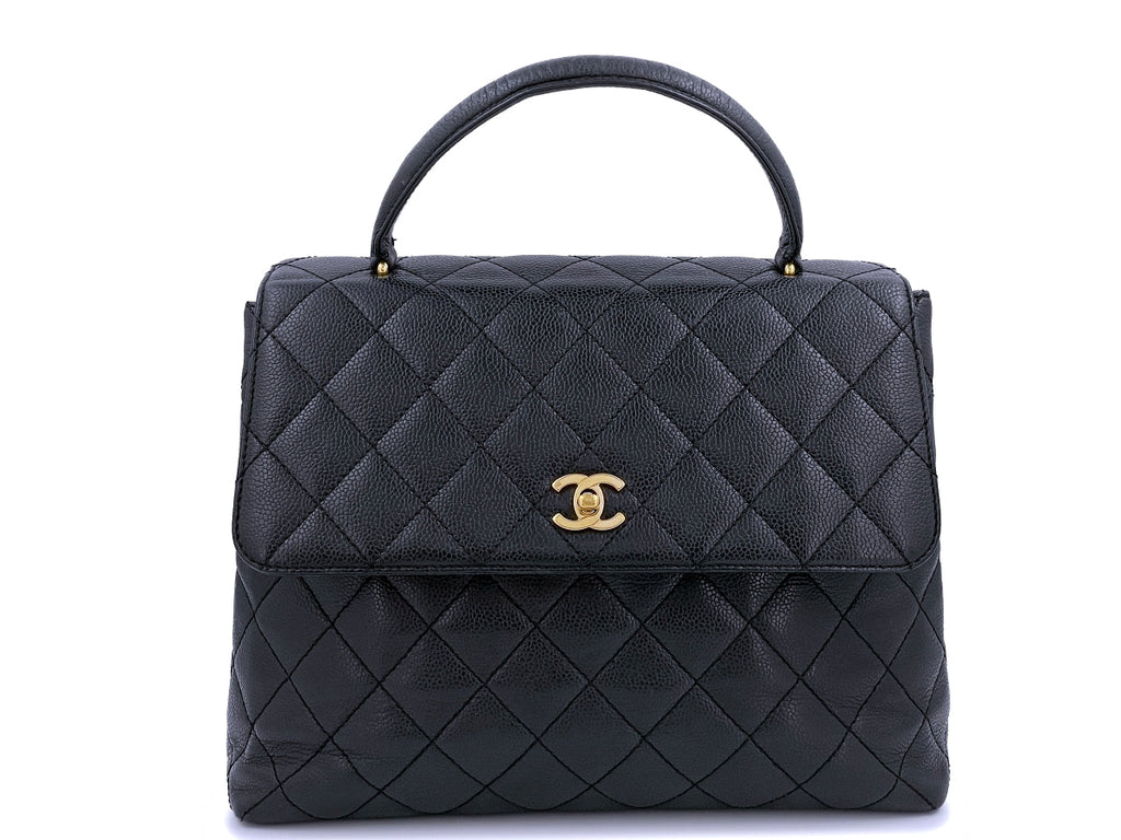 Chanel Vintage Black Caviar Kelly Top Handle Bag 24k GHW