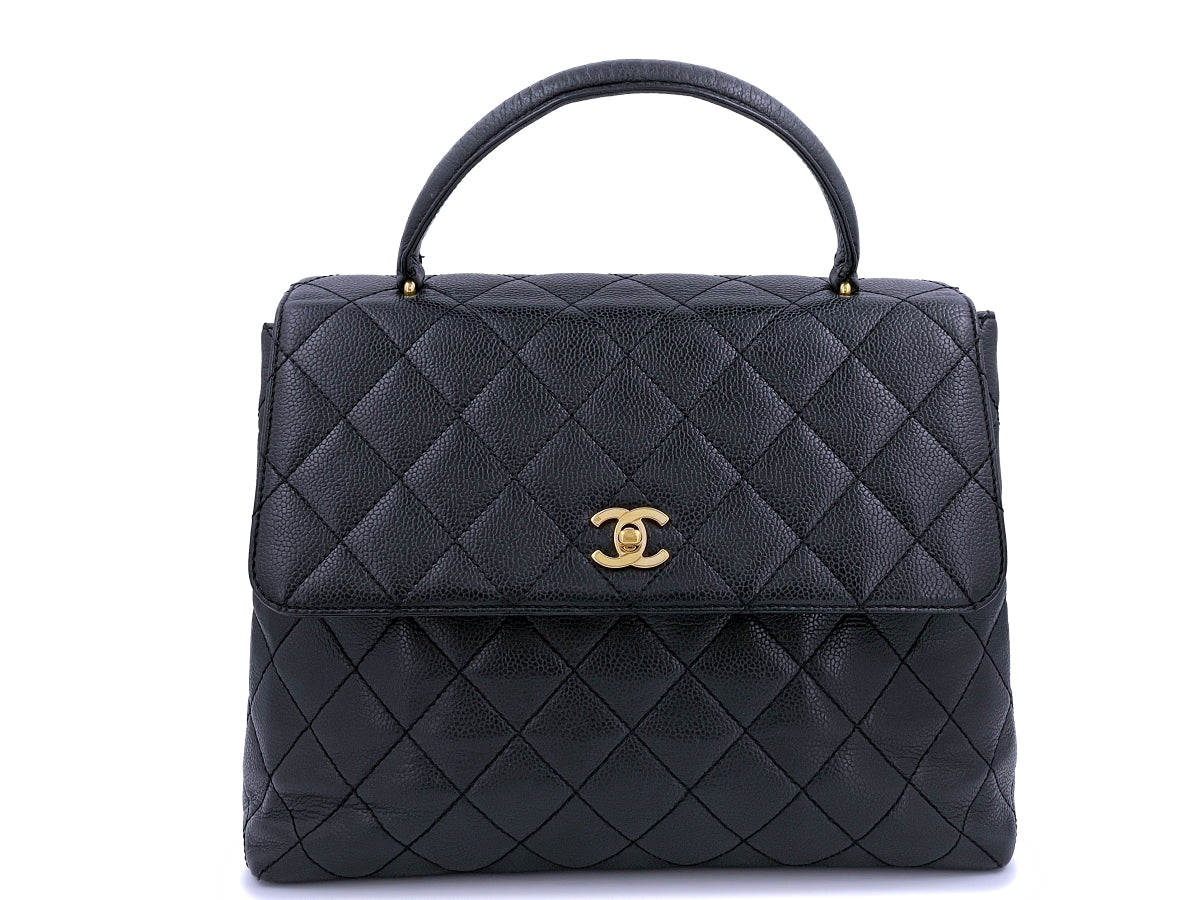 Chanel Vintage Black Caviar Kelly Top Handle Bag 24k GHW