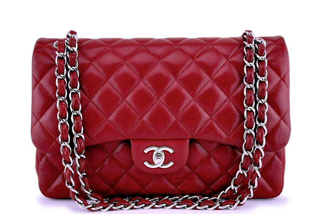 Chanel Red Caviar Jumbo 2.55 Classic Double Flap Bag SHW