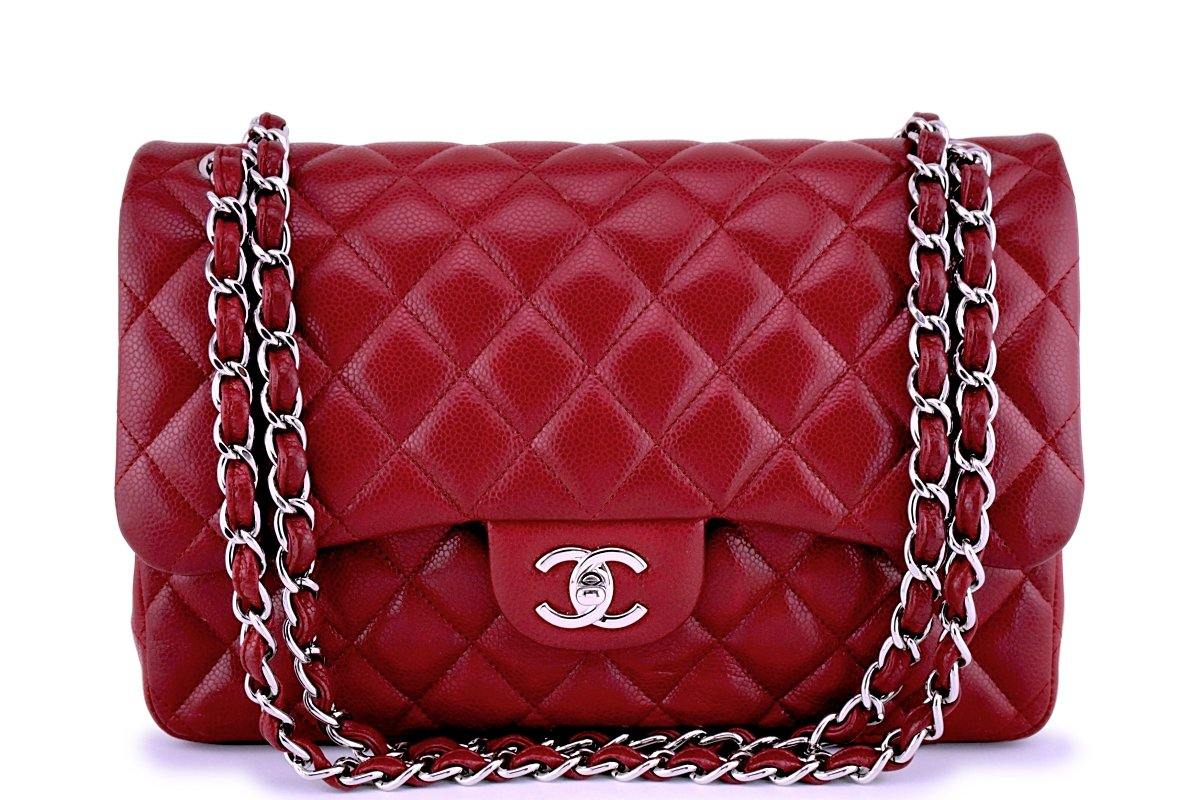 Chanel Red Caviar Jumbo 2.55 Classic Double Flap Bag SHW