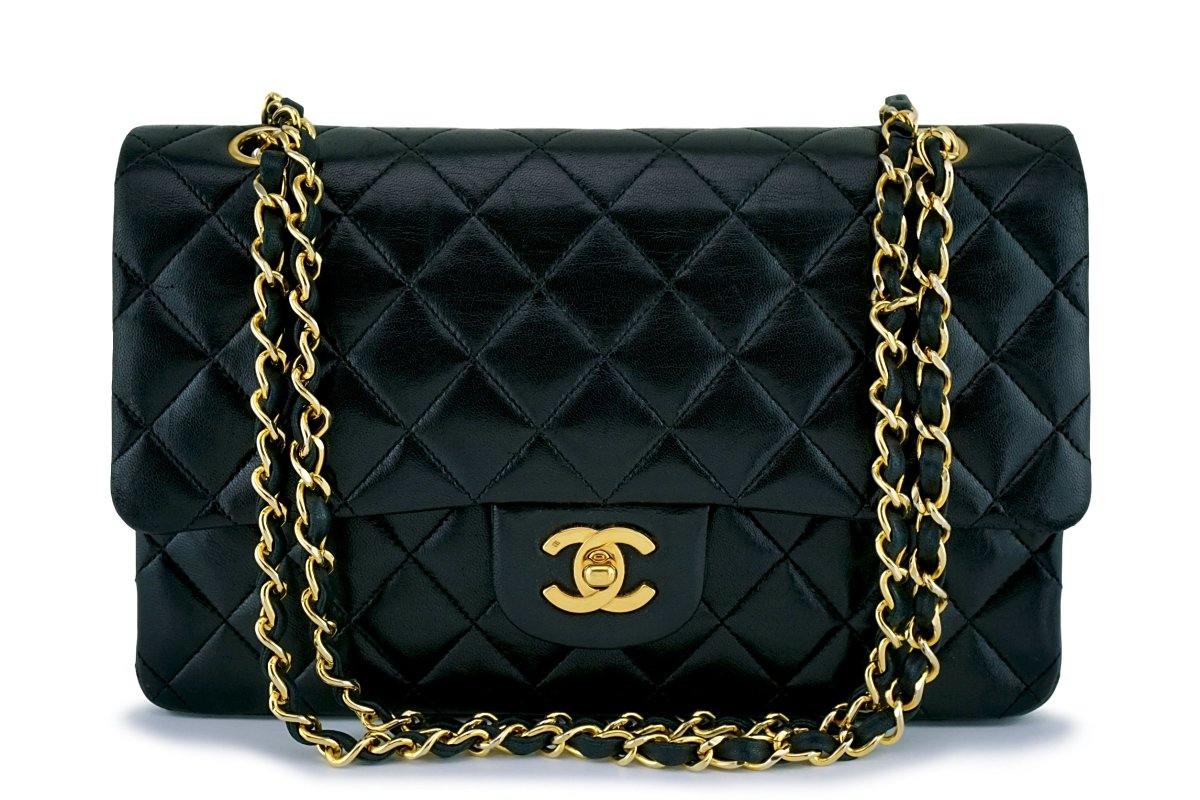 Chanel Black Medium Lambskin Classic Double Flap Bag 24k GHW