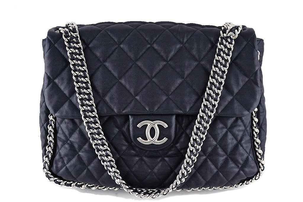 Chanel Black Chain Around Maxi Luxe Flap Jumbo XL Bag