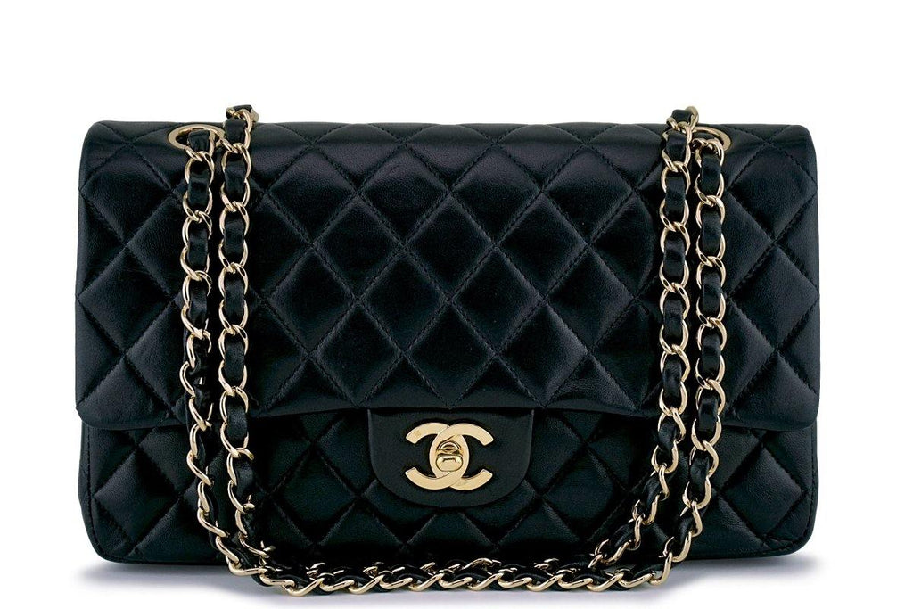 Chanel Black Lambskin Medium  Classic Double Flap Bag 24k GHW
