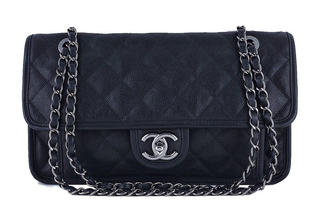 Chanel Black Caviar Classic French Riviera Flap Bag