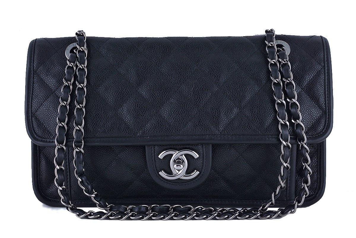 Chanel Black Caviar Classic French Riviera Flap Bag
