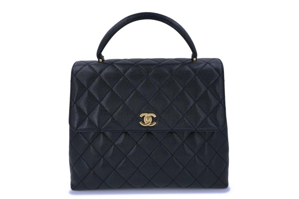 Chanel Black Caviar Large Kelly Flap Tote Bag 24k GHW
