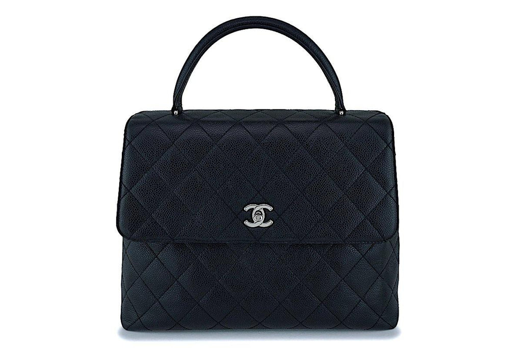 Chanel Black Caviar Classic Kelly Handheld Flap Tote Bag SHW