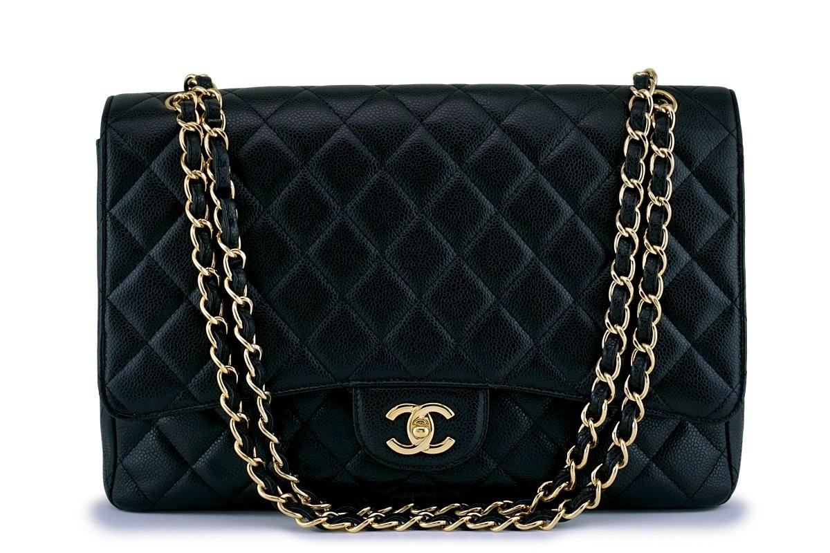 Chanel Black Caviar Maxi Quilted Classic "Jumbo XL" Flap Bag GHW