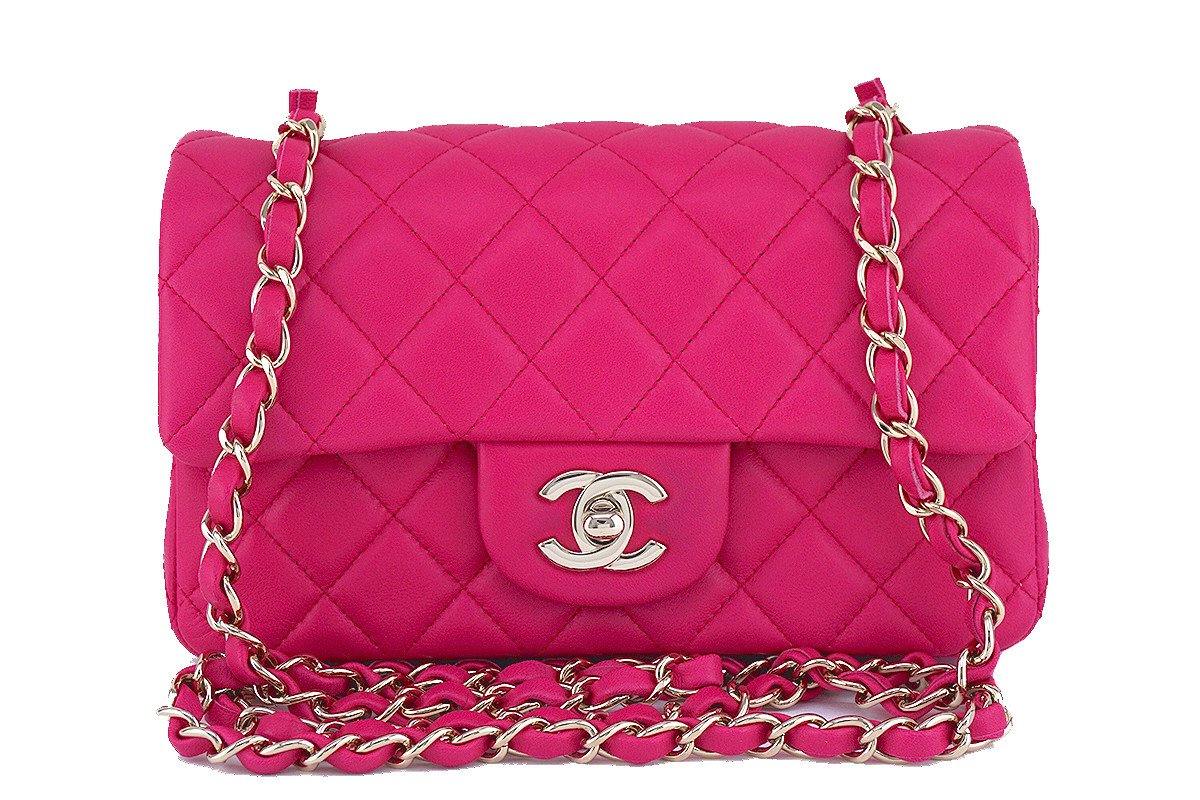 Chanel Fuchsia Pink Classic Quilted Rectangular Mini 2.55 Flap Bag, GHW