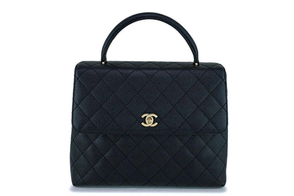 Chanel Vintage Black Caviar Classic Kelly Flap Bag 24k GHW