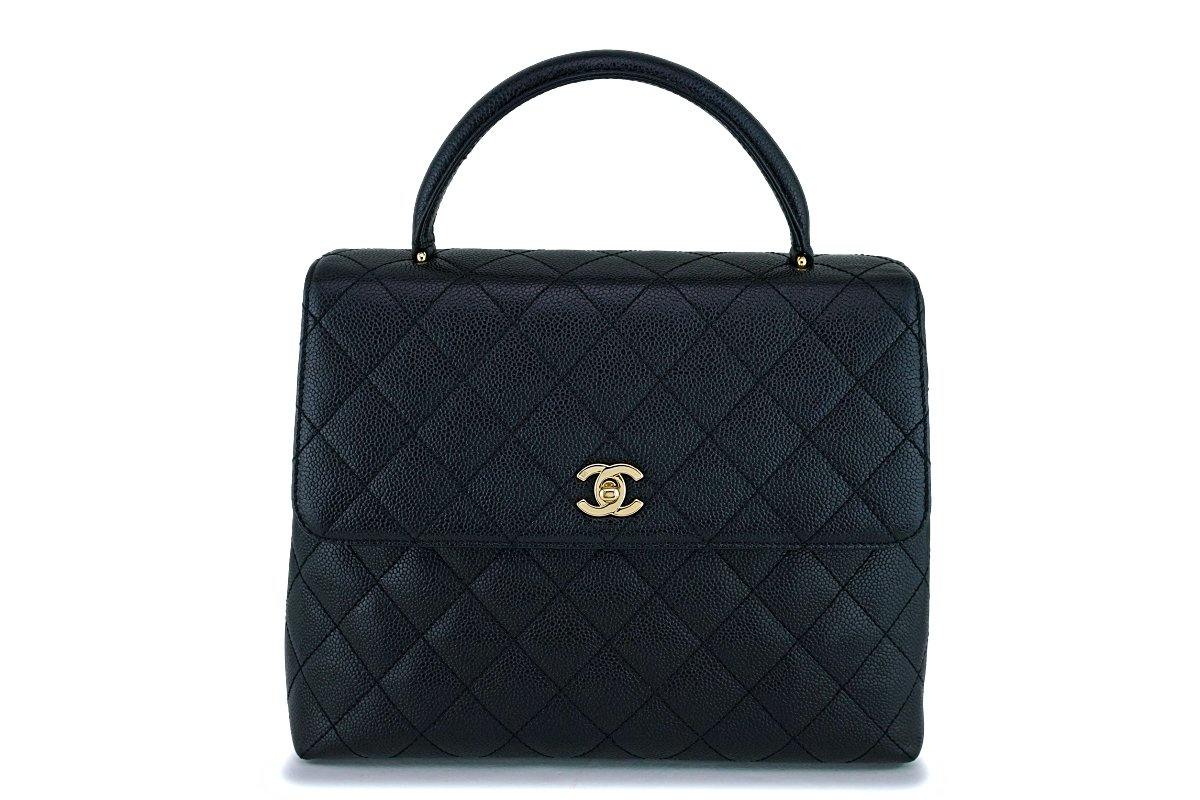 Chanel Vintage Black Caviar Classic Kelly Flap Bag 24k GHW