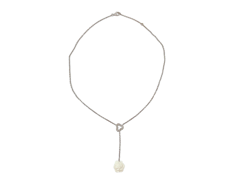 Chanel Fine Jewelry 18k White Gold Diamond and Agate Necklace