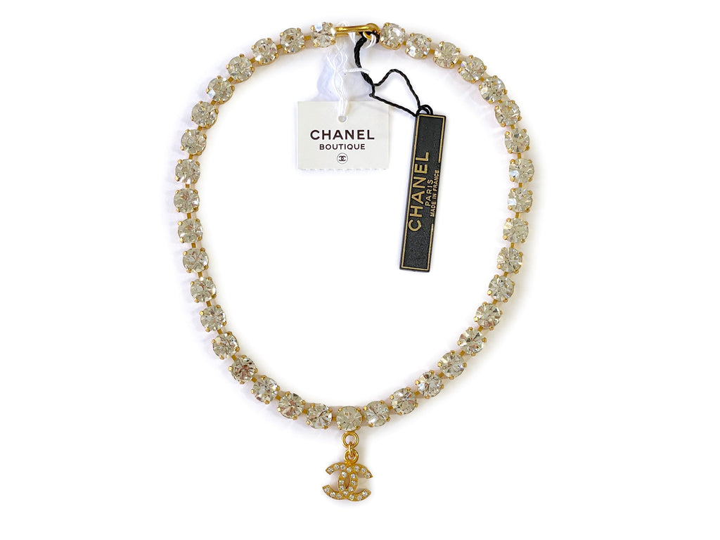 Like New Rare Condition Chanel 95A Vintage "Barbie" Crystal Rhinestone Choker Necklace