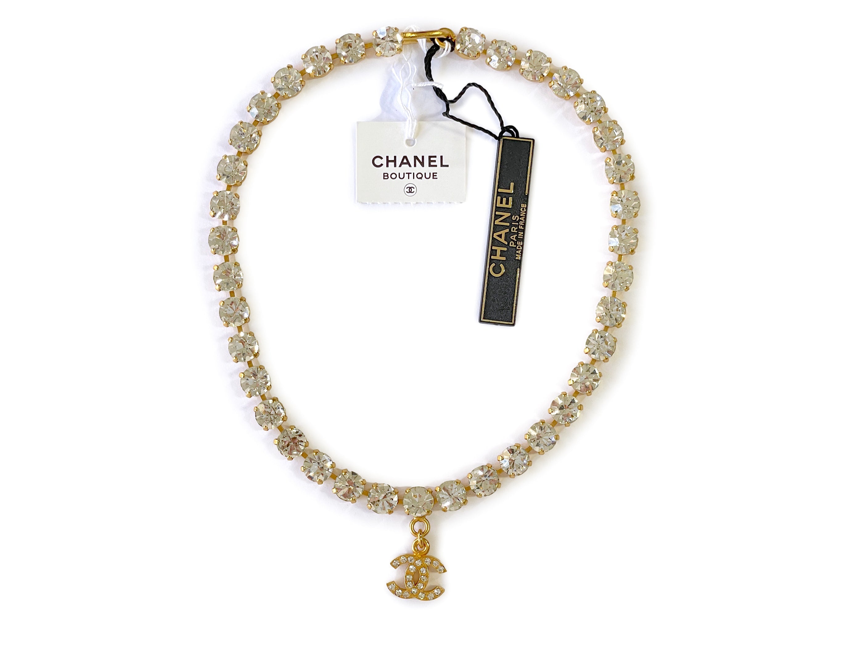 Like New Rare Condition Chanel 95A Vintage "Barbie" Crystal Rhinestone Choker Necklace