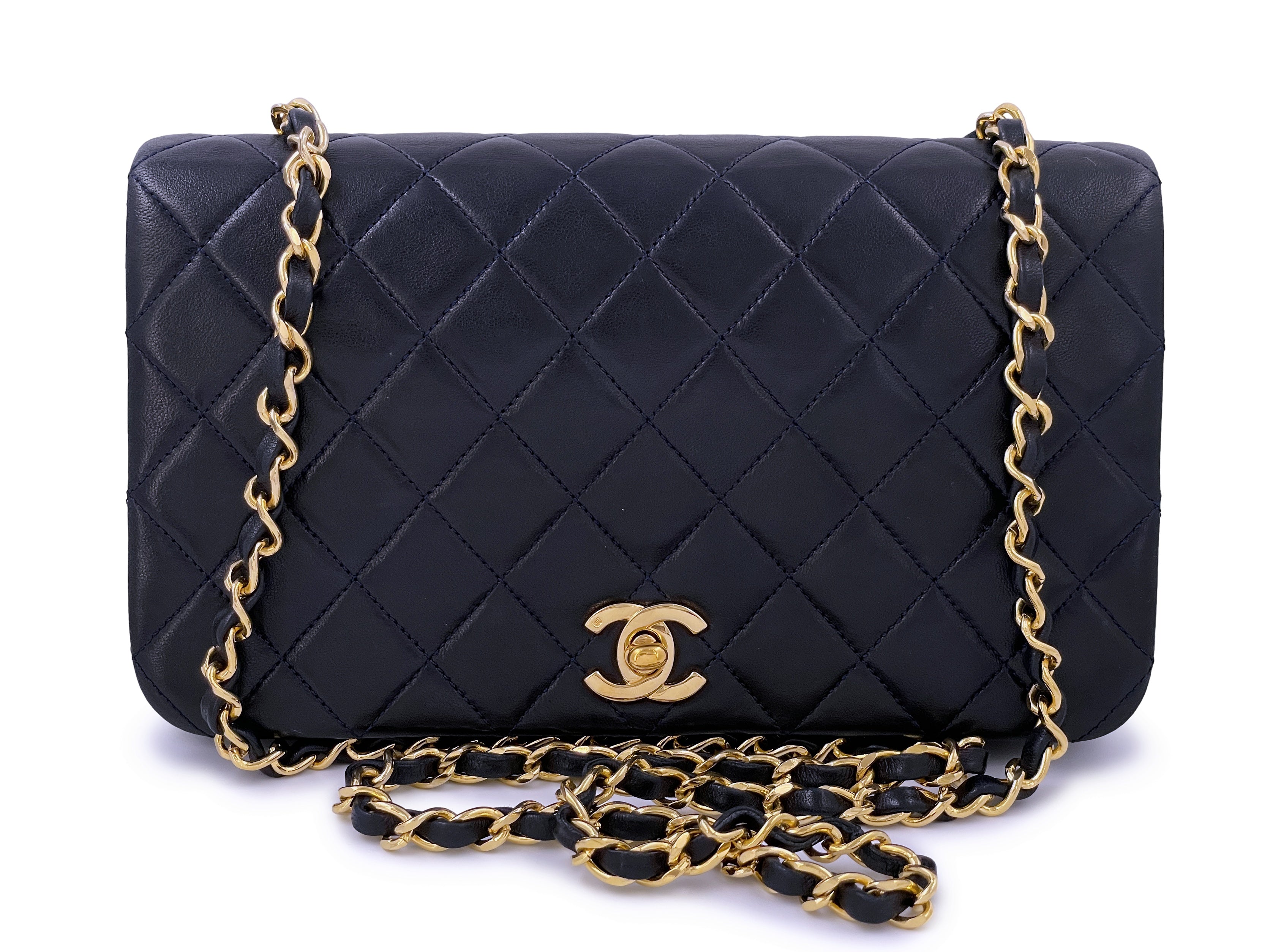 Chanel Vintage Midnight Black Timeless Classic Full Flap Bag 24k GHW