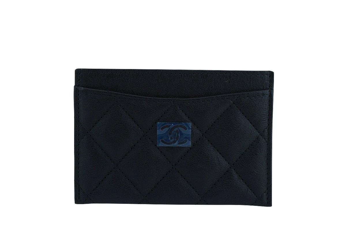 New 17S Chanel So Black Slim Card Holder Case Wallet