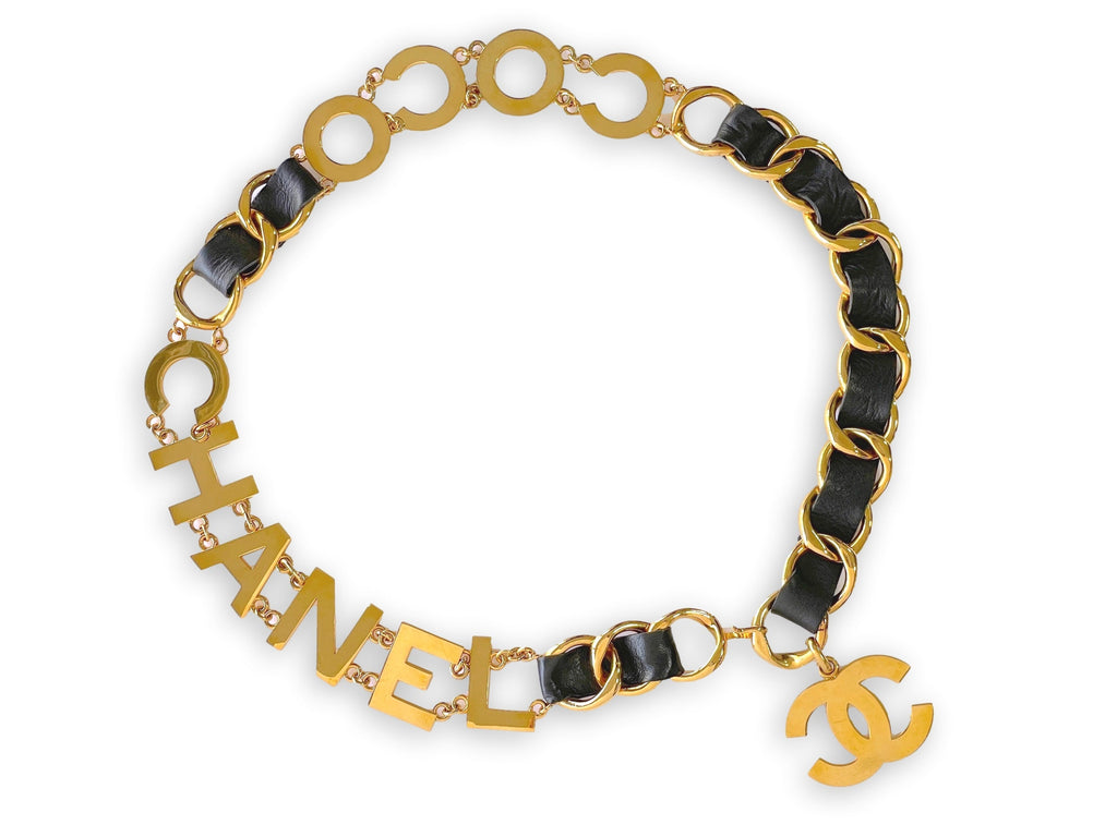 Chanel Vintage 93P Large Letter Logo Necklace Belt YQ8