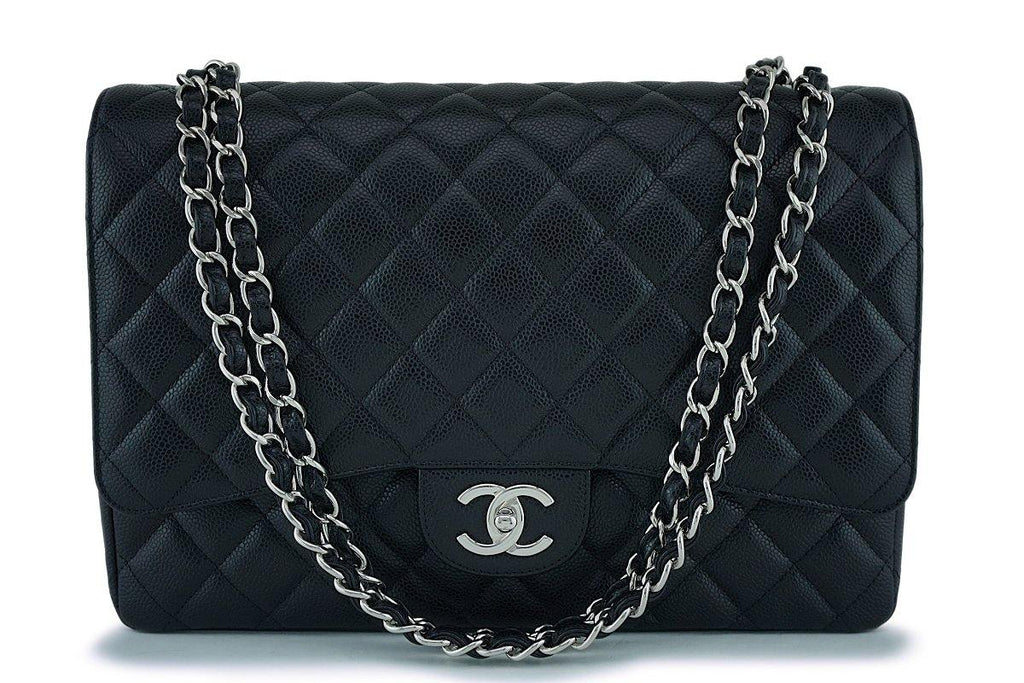 Chanel Black Caviar Maxi "Jumbo XL" Classic Double Flap Bag SHW
