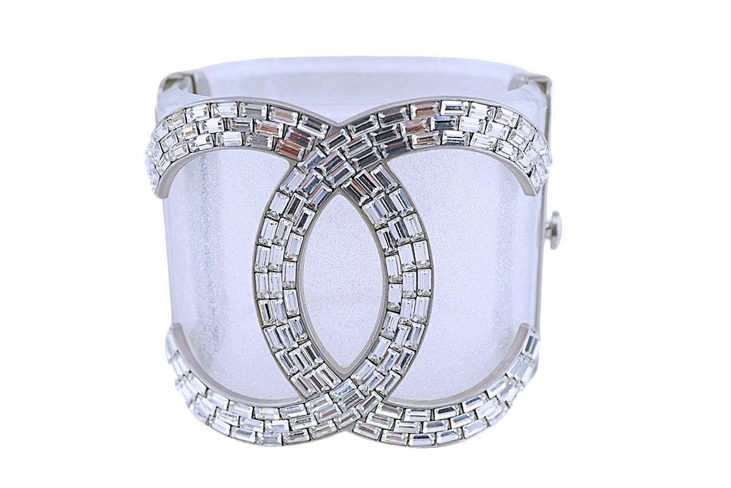 Rare Chanel 09P Massive XL CC Baguette Crystal Glitter Resin Cuff Bracelet CG