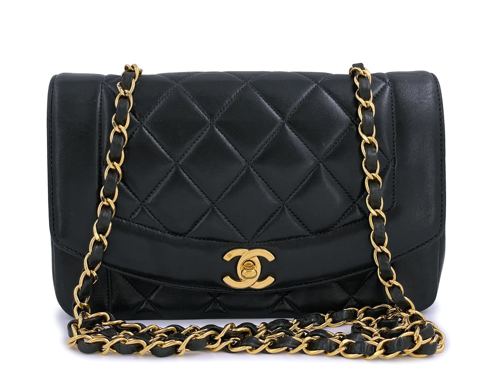 Chanel 1994 Vintage Small Diana Bag Black 24k GHW VTN