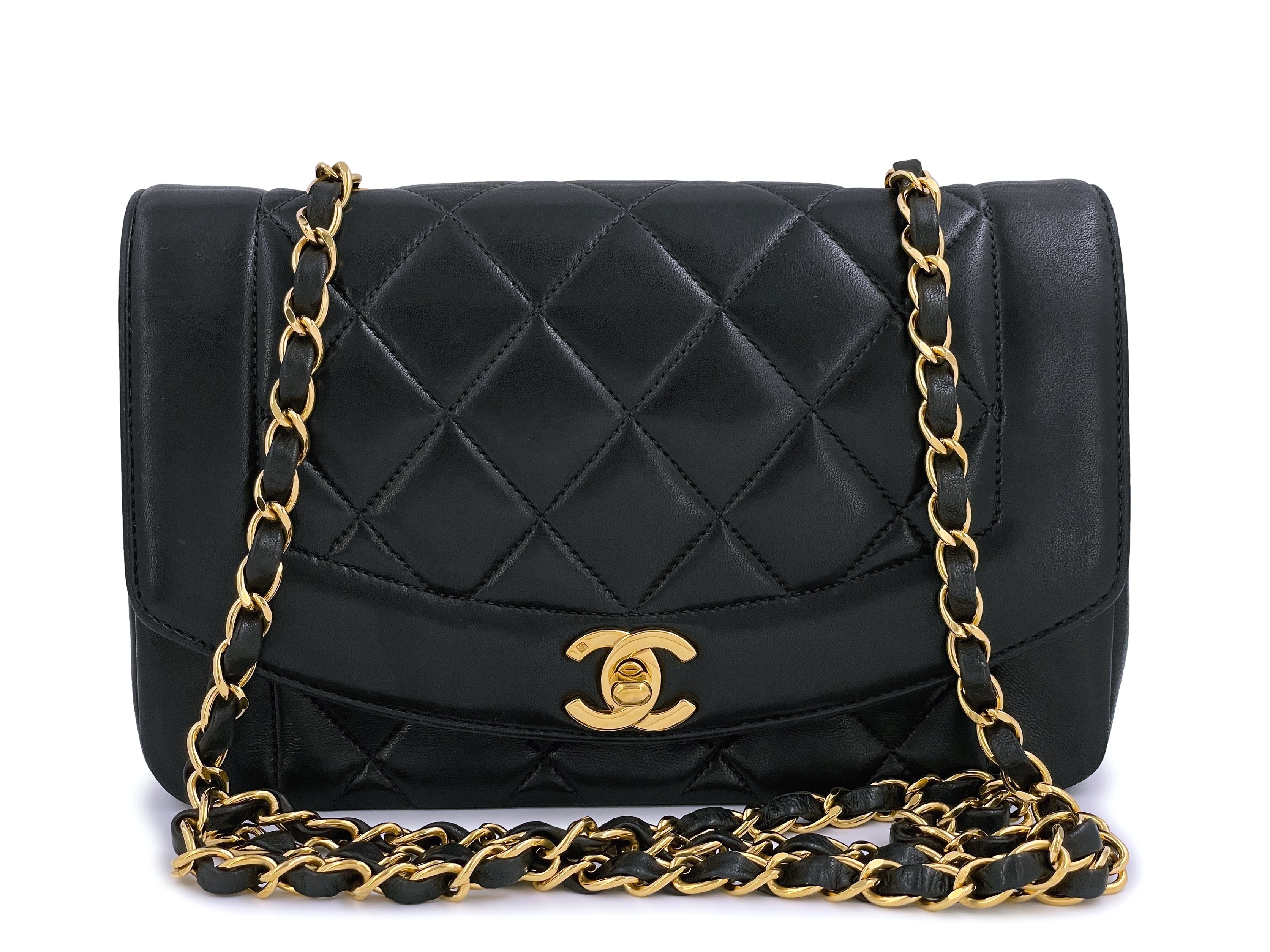Chanel 1994 Vintage Small Diana Bag Black 24k GHW VTN