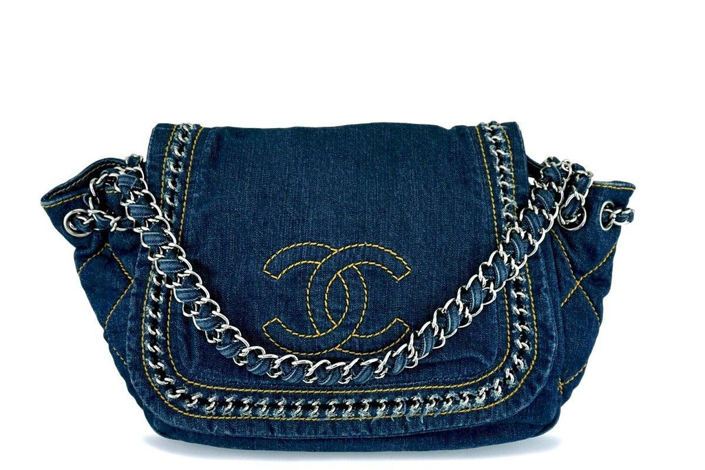 Chanel Denim Blue Luxury Ligne Flap Bag SHW RNJ